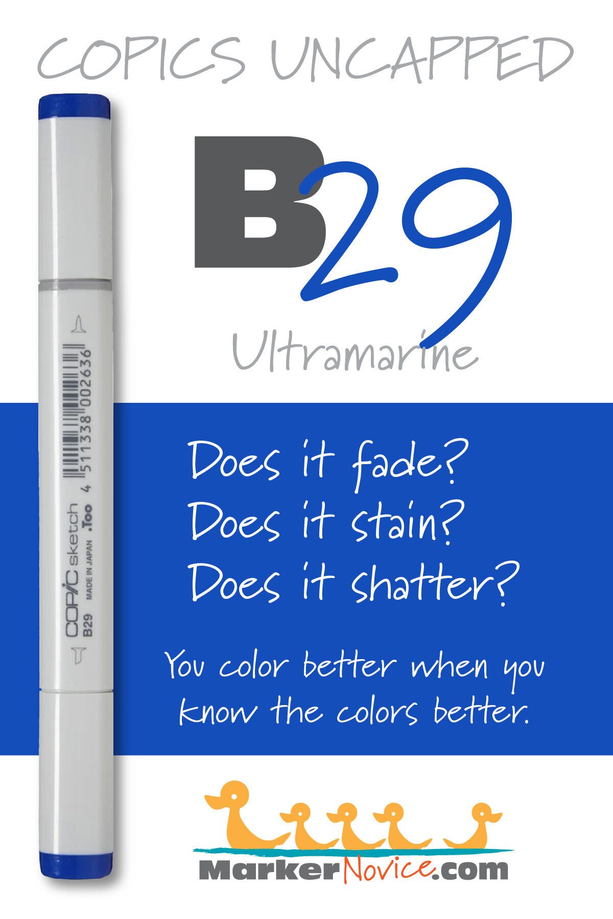 B29 Ultramarine: Copics Uncapped (Marker Swatch, Ink Testing
