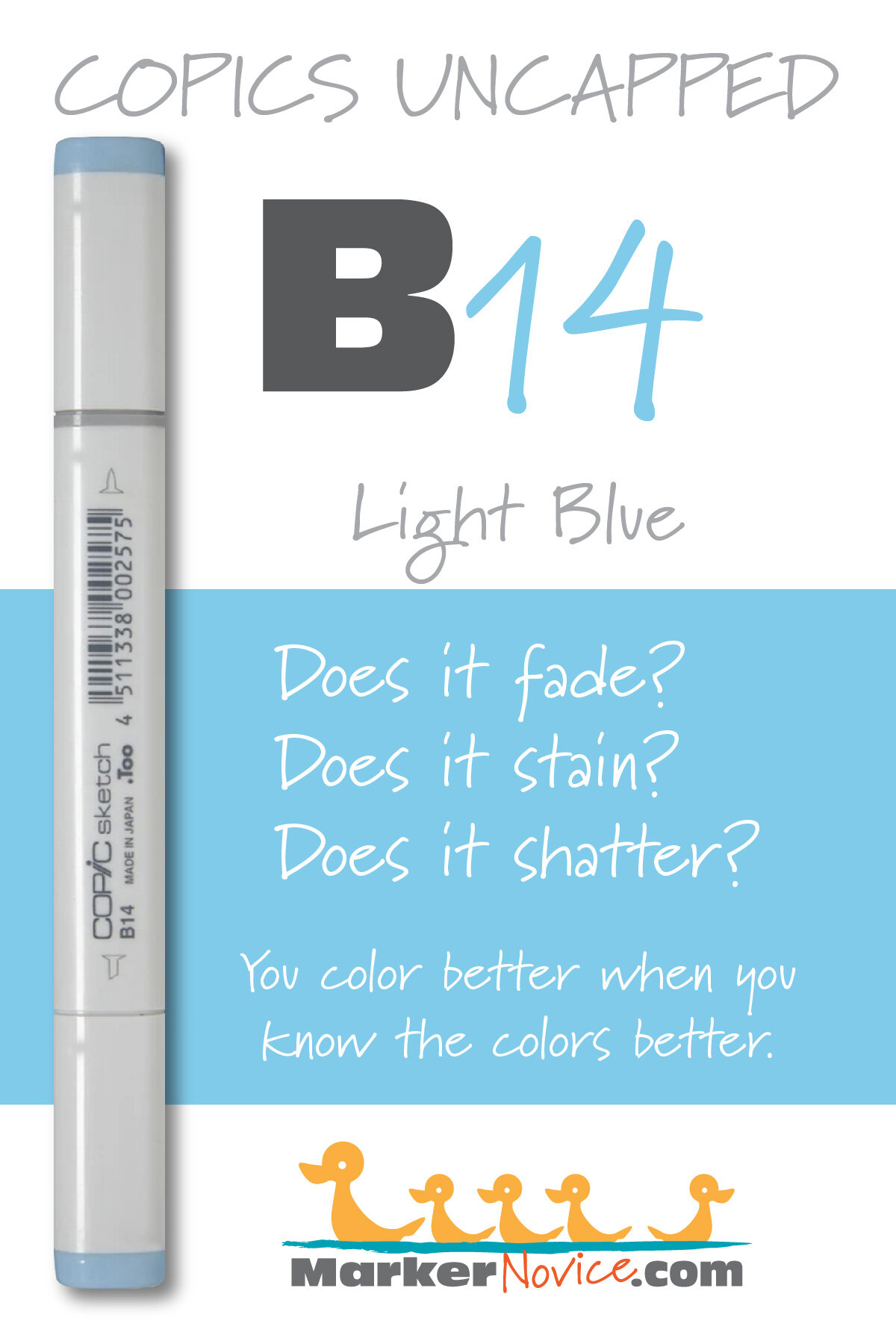 B14 Light Blue: Copics Uncapped (Marker Swatch, Ink Testing) — Marker Novice