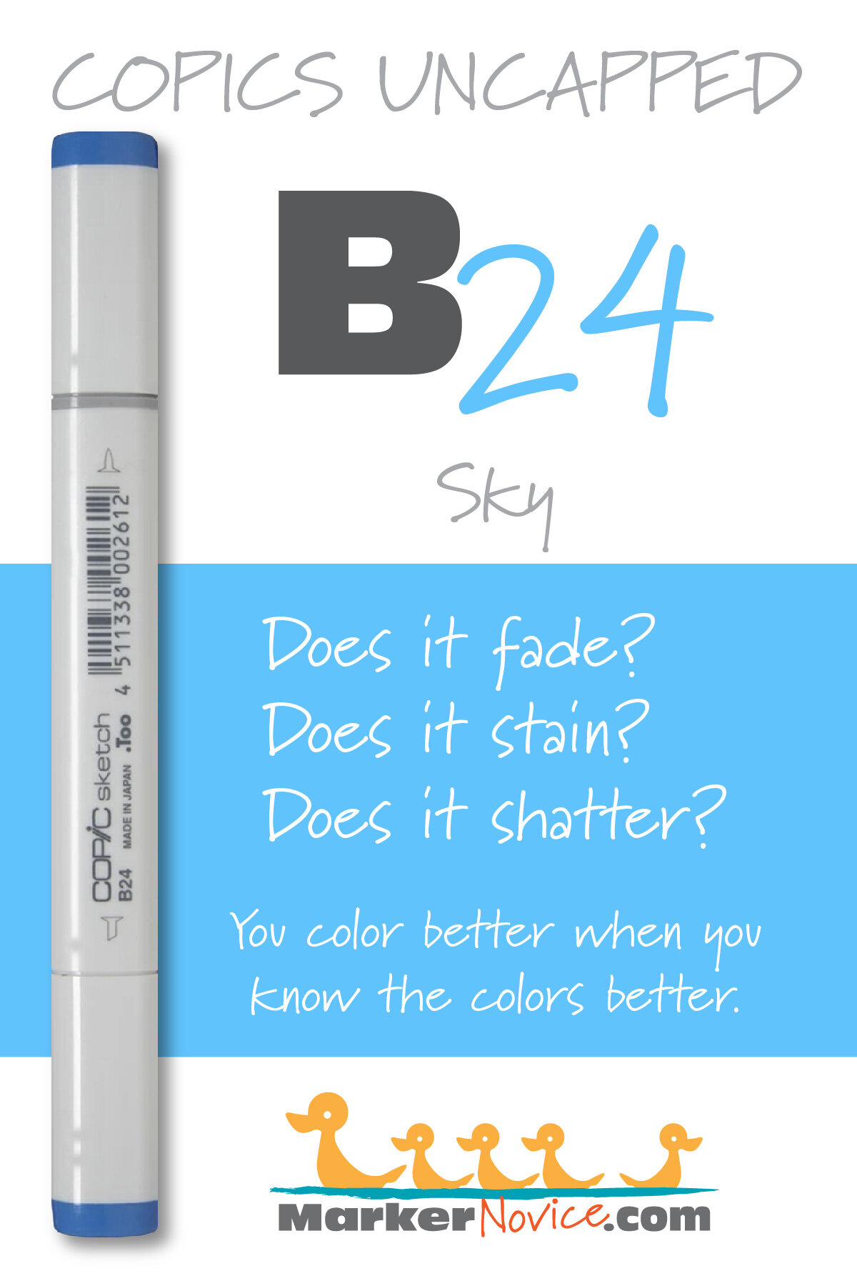 B24 Sky: Copics Uncapped (Marker Swatch, Ink Testing) — Marker Novice