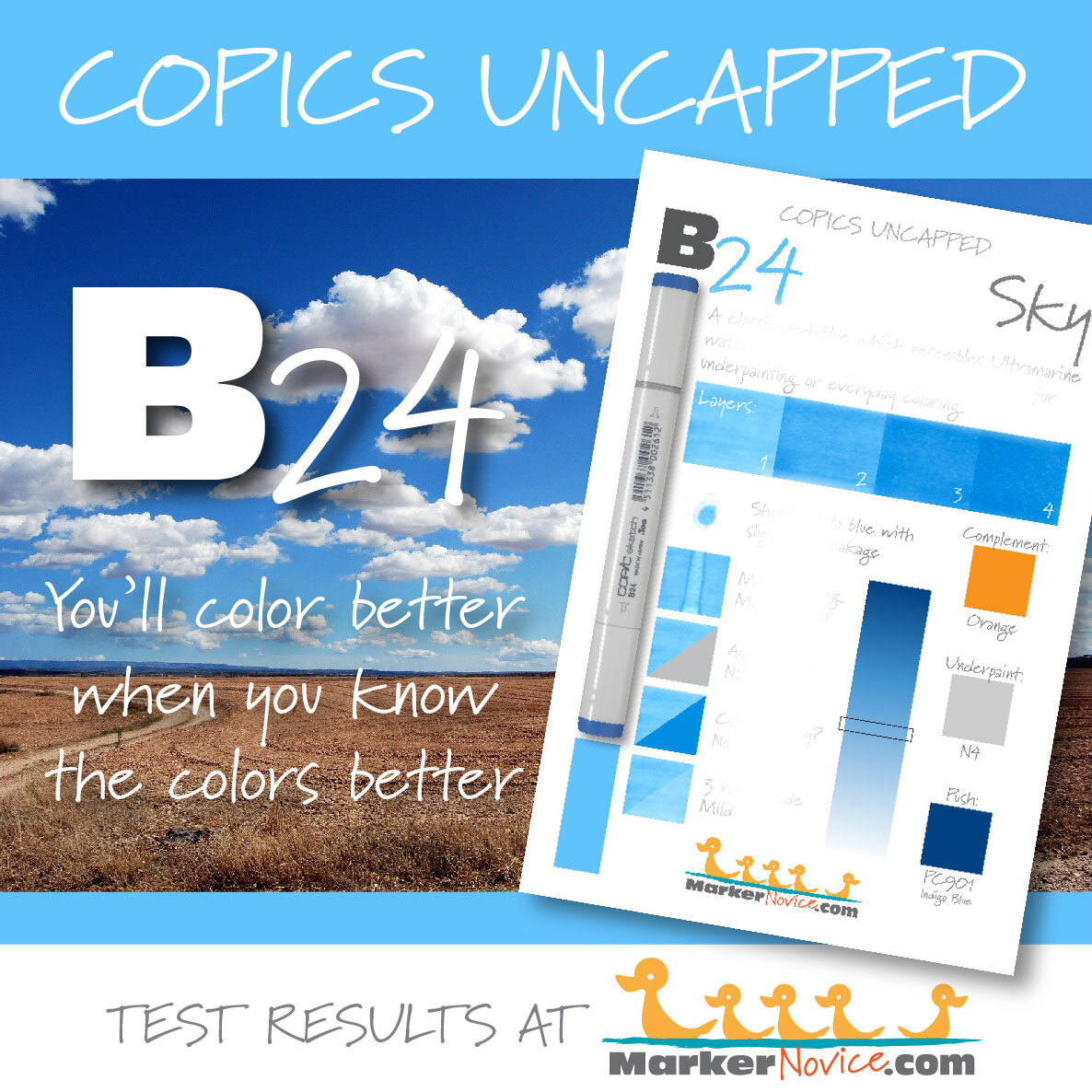 B24 Sky: Copics Uncapped (Marker Swatch, Ink Testing) — Marker Novice
