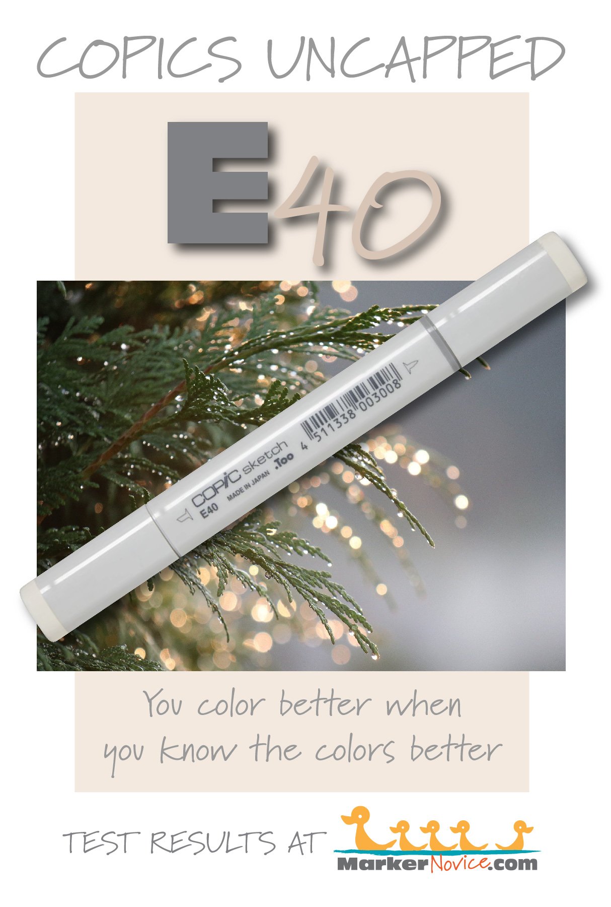 E40 Brick White: Copics Uncapped (Marker Swatch, Ink Testing