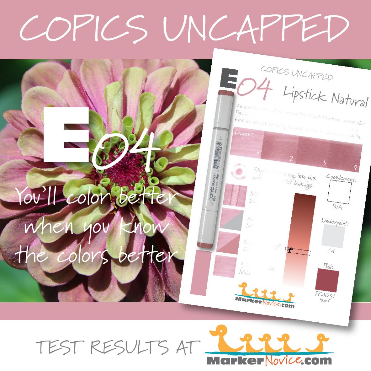 E04 Lipstick Natural: Copics Uncapped (Marker Swatch, Ink Testing
