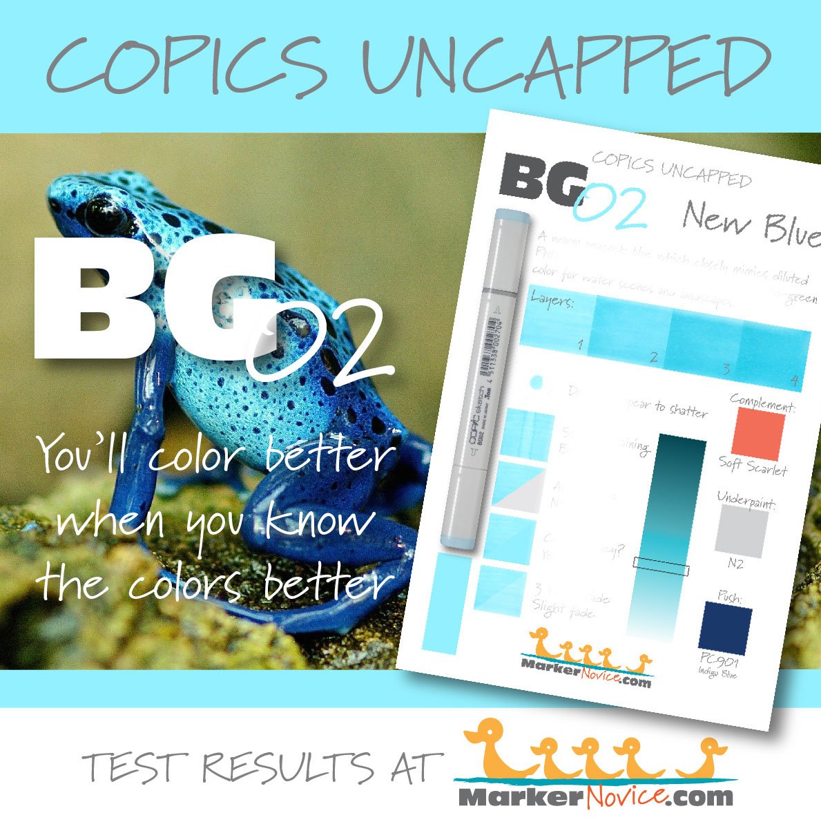 BG02 New Blue: Copics Uncapped (Marker Swatch, Ink Testing