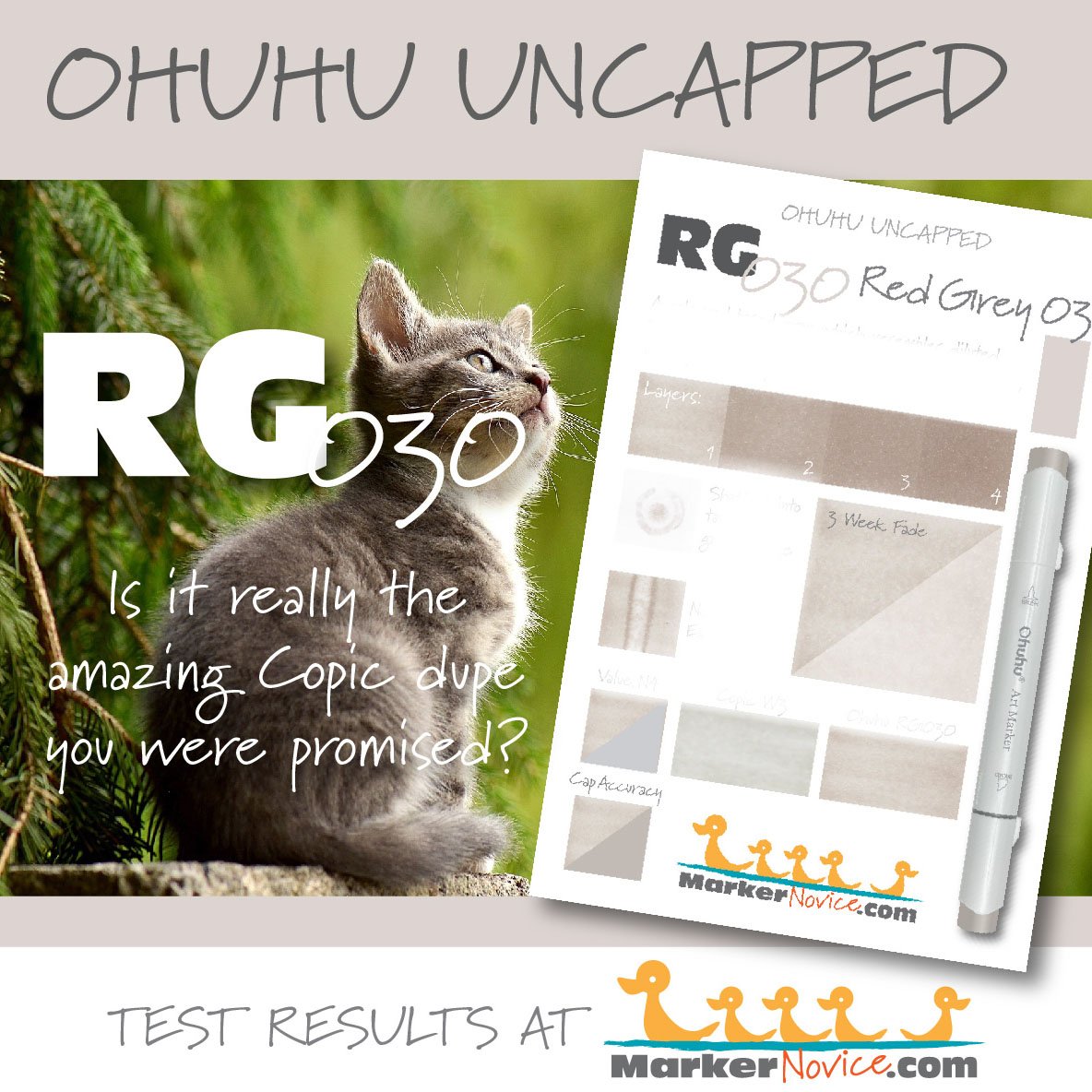 Testing Ohuhu: RG030 Red Grey 03 Lightfastness and Quality — Marker Novice