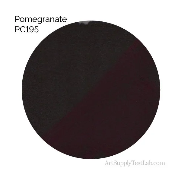 Pomegranate PC195 is very translucent. Look close, there’s some color there but it allows the black to really show through.