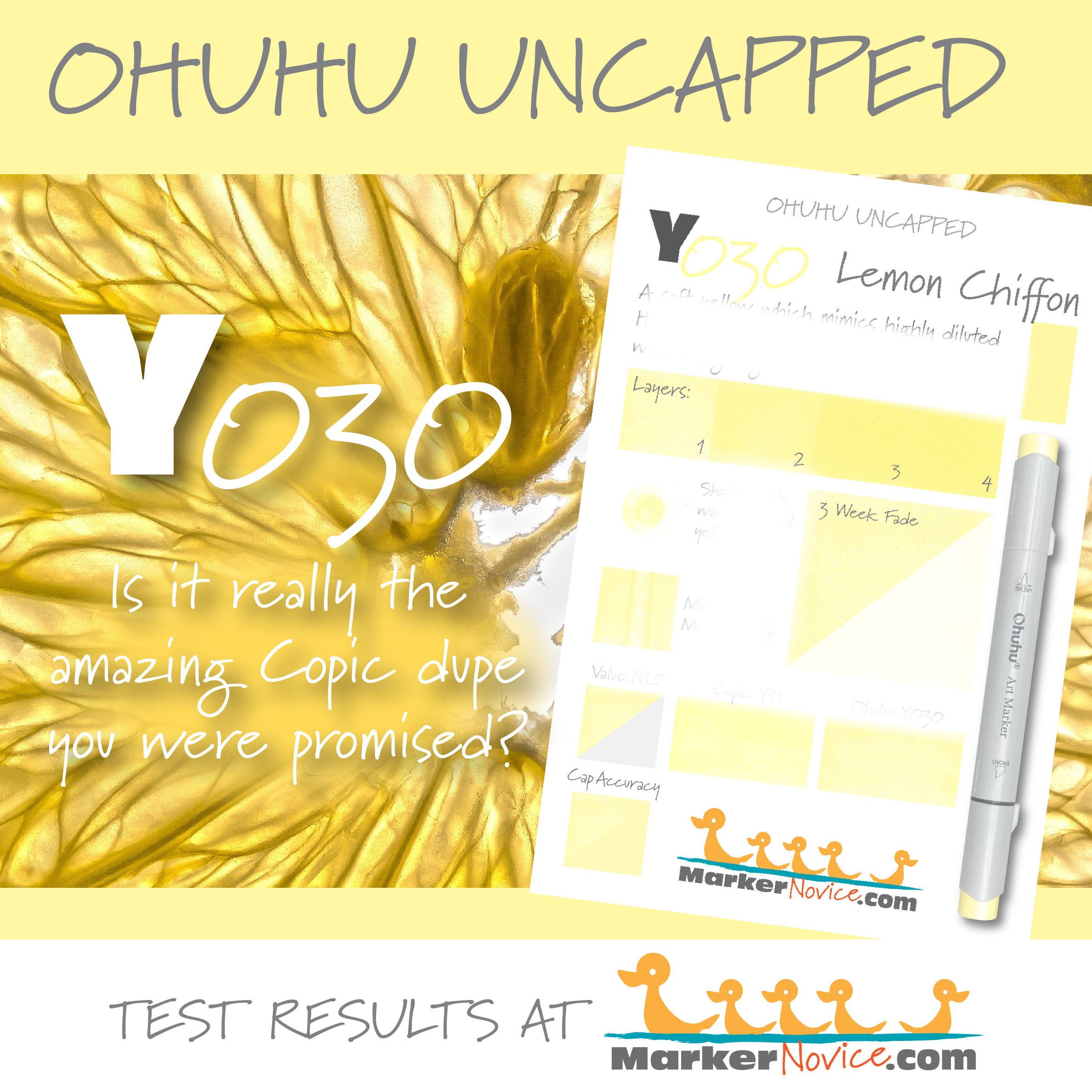Y030 Lemon Chiffon: Testing Ohuhu Markers for Lightfastness and Quality  (Ink swatching and testing) — Marker Novice