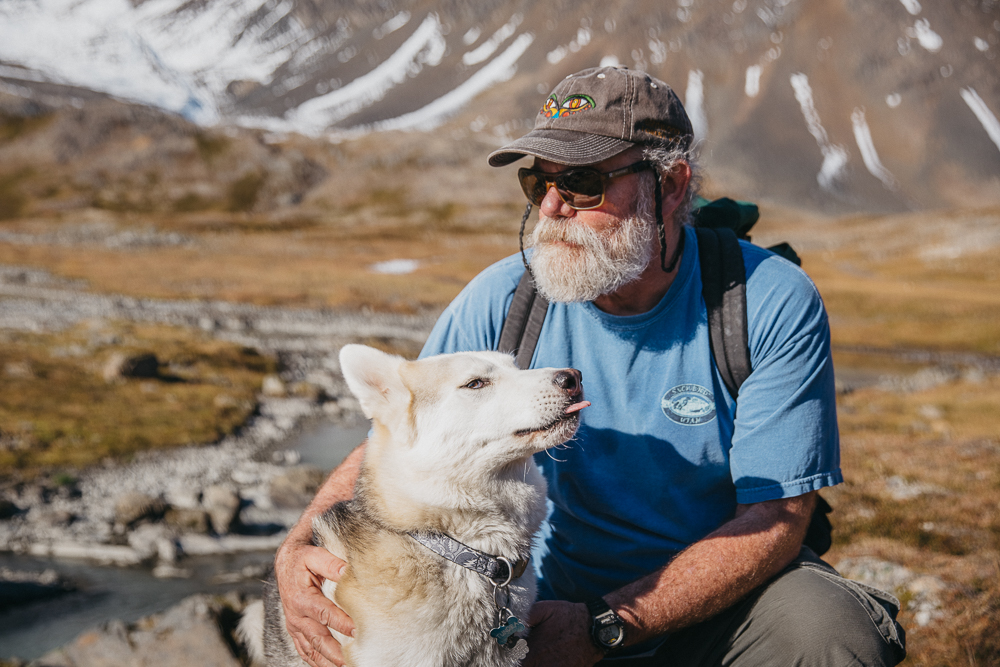 I met Steve and his dog, Tundra, about 5 miles up in the mountains. It was his day off so he took the long hike... mostly for his dog. (Steve constantly needs to come up with ways to tire off the energetic husky.) We shared some water as we took in the sights. I found out that Steve moved to Alaska from Arizona almost twenty years ago. He fell in love with the land and its people, something I can definitely relate to. His respect for Alaskans came through when, at one point in our conversation, he told me that "Alaskans are resilient and very deliberate people". Those must be essential qualities on a land where conditions are harsh and the concept of time is diluted between the winter and summer months... but I'm sure there is much more to it.