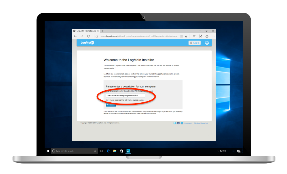 Figure 9: LogMeIn Installation