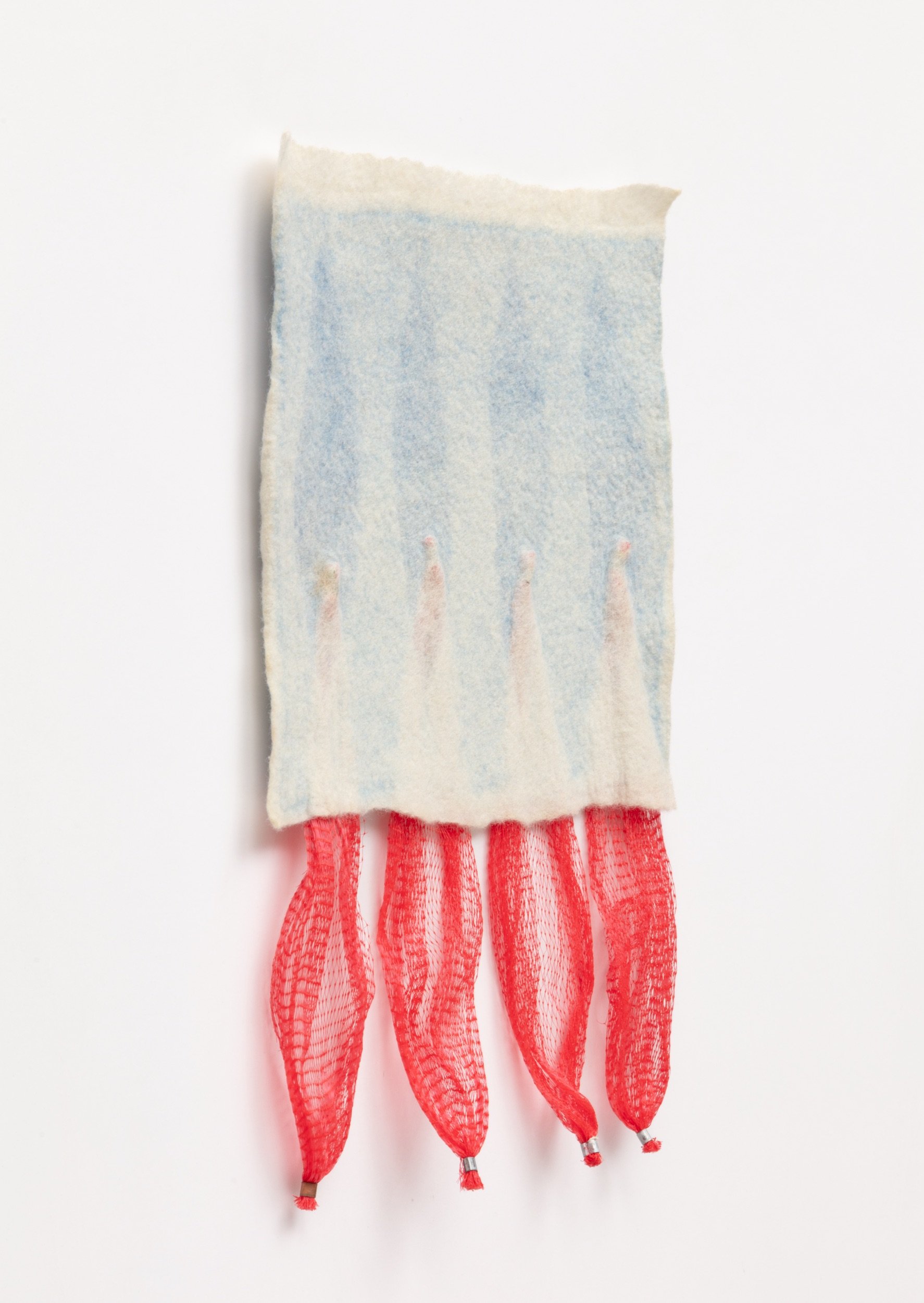  Untitled, 2021  Handfelted merino wool, plastic produce nets 
