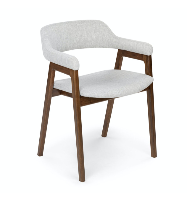 grey upholstered dining chair