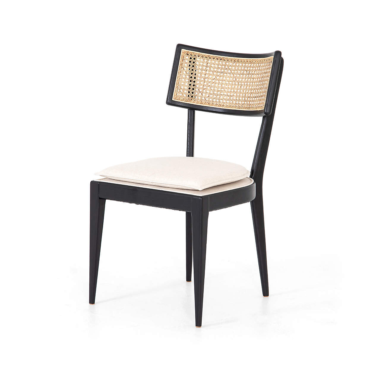 black natural cane dining chair