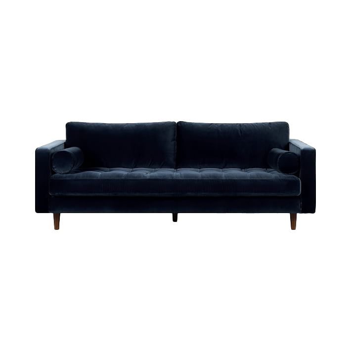 mid-century blue sofa