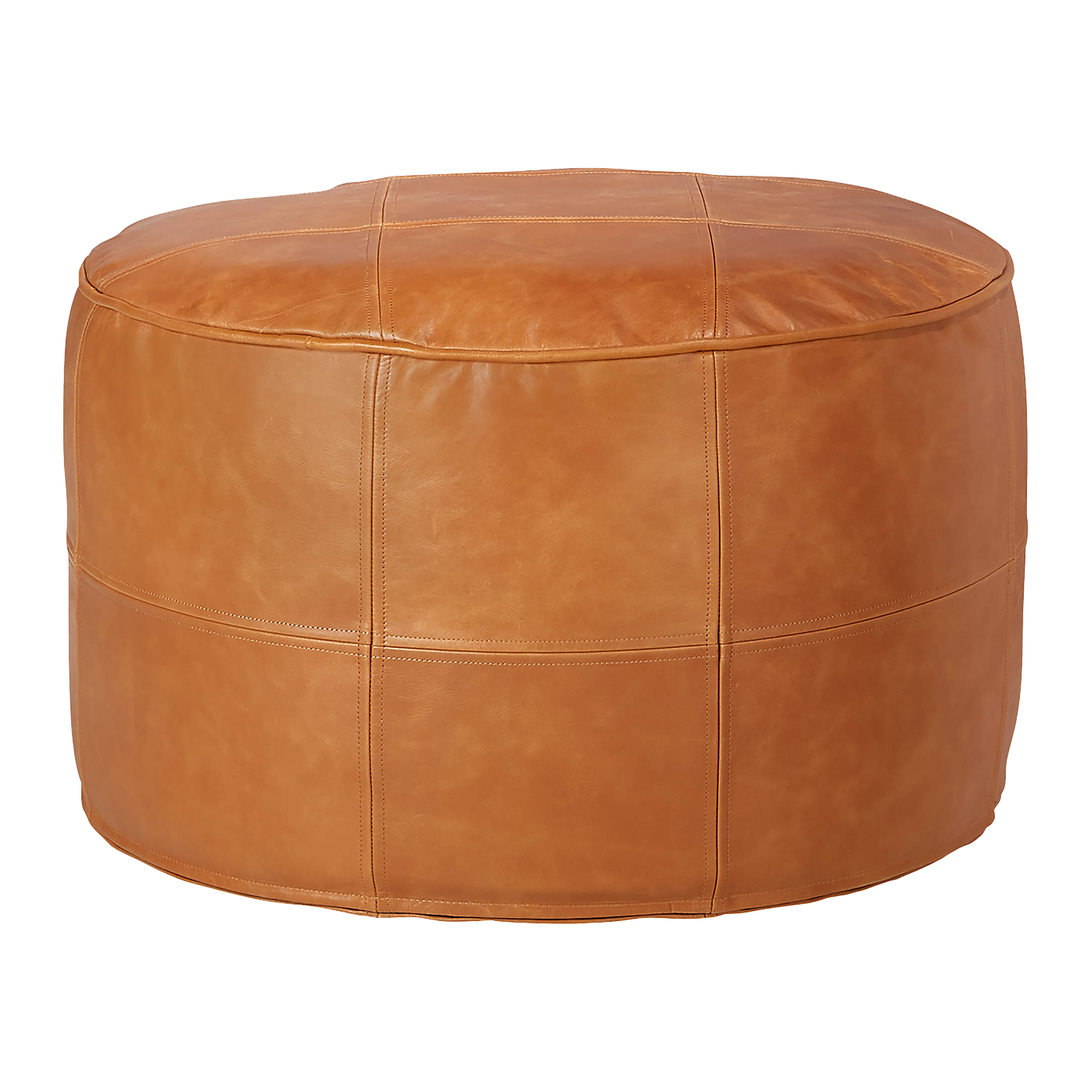 round saddle leather ottoman