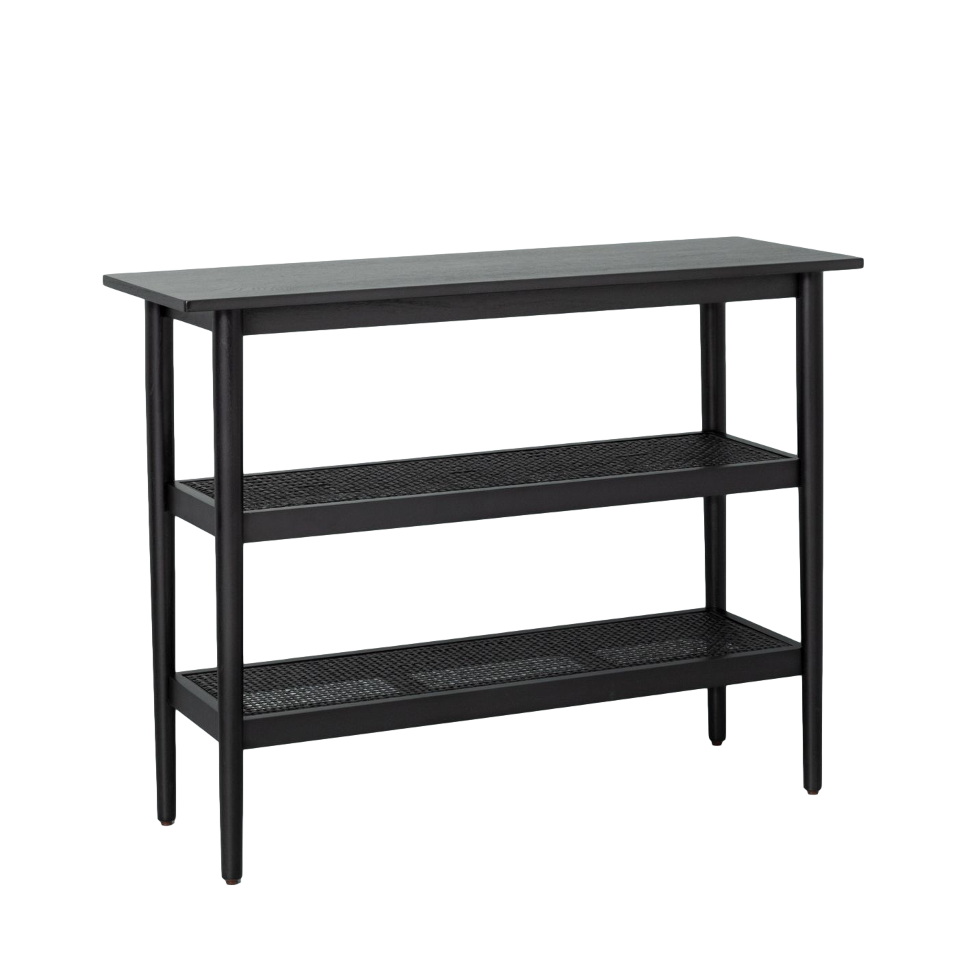 black wood and cane console table