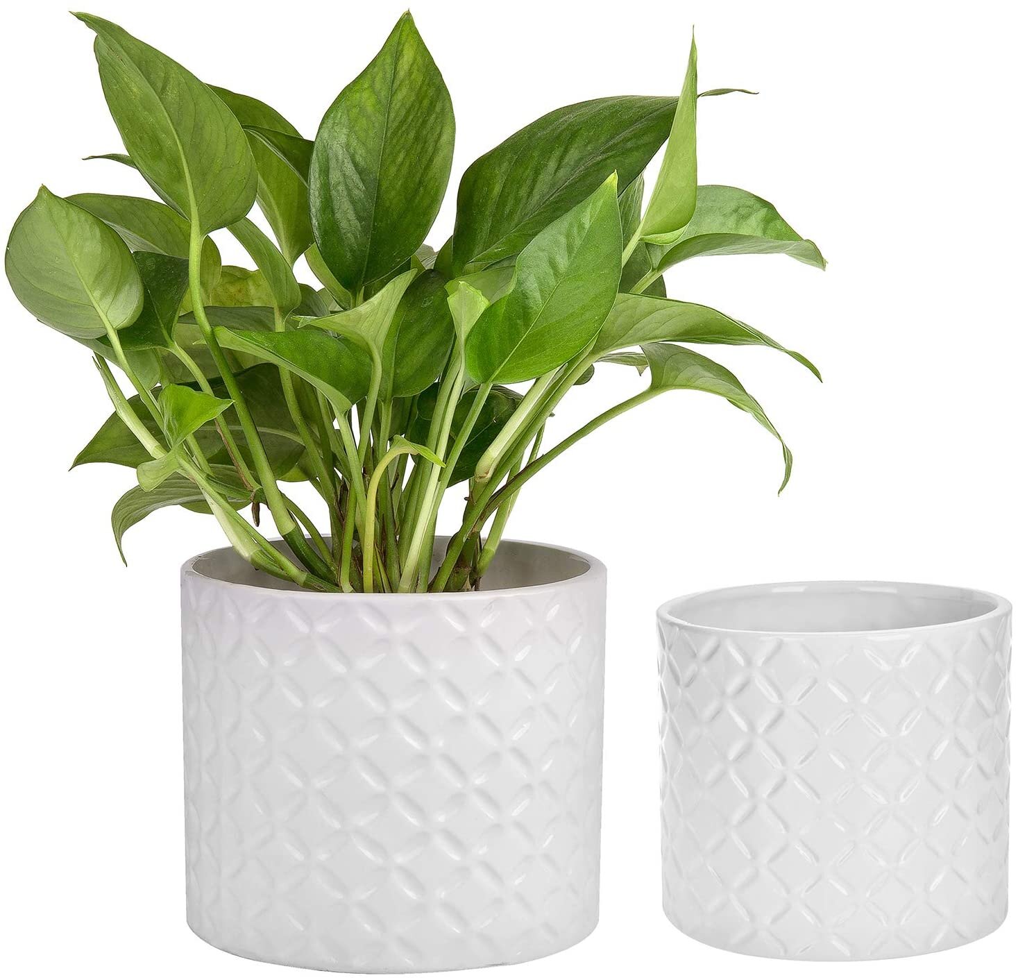 white textured planter (set of 2)