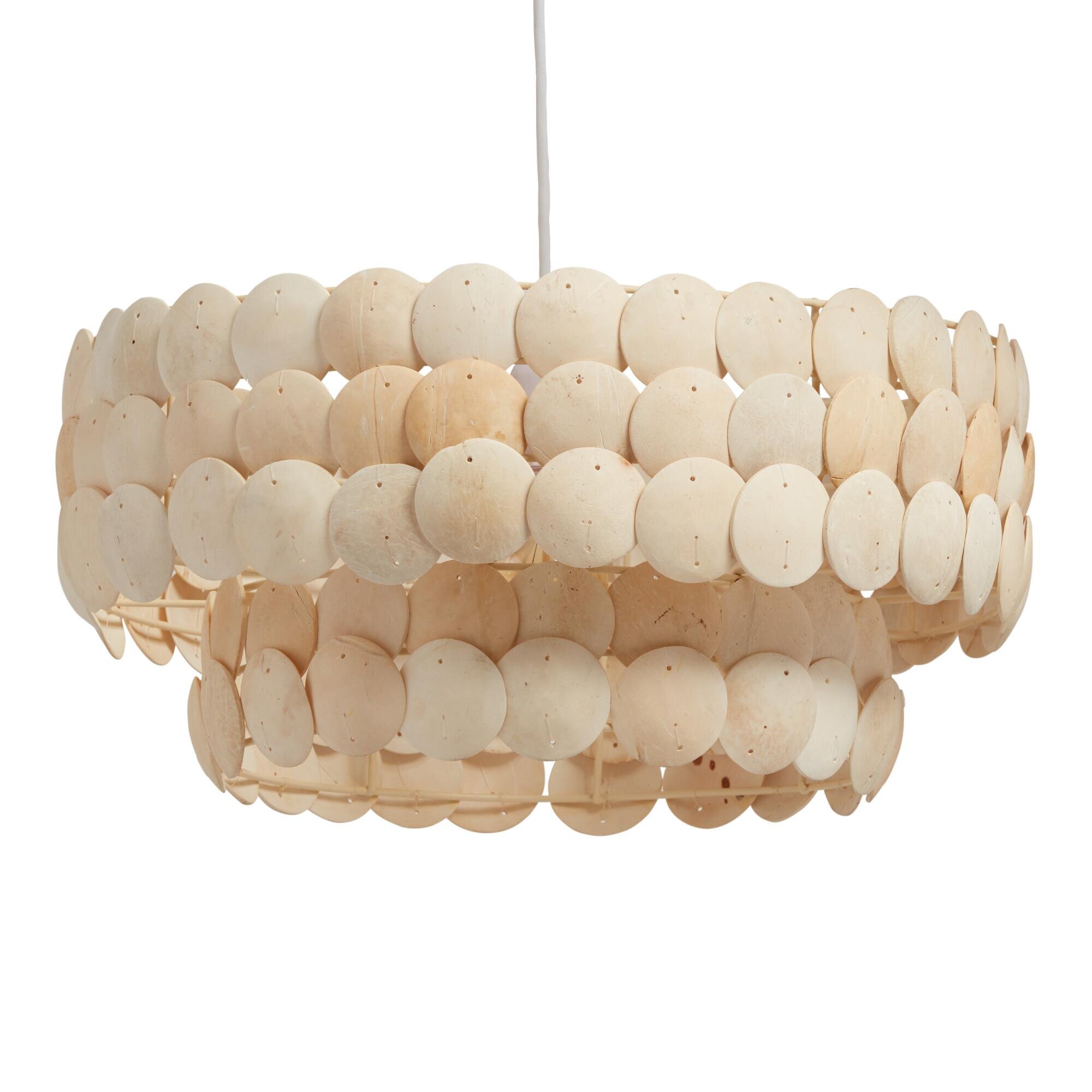 white coconut shell pendant light