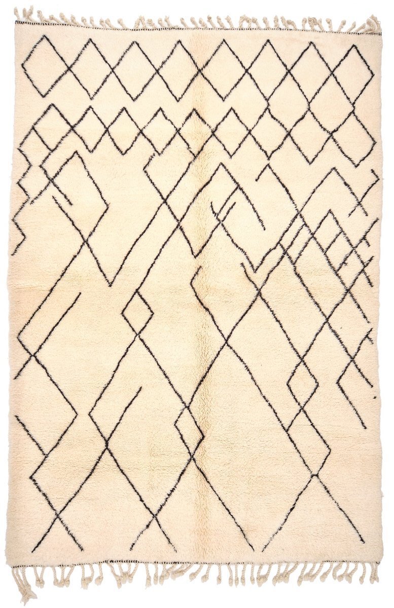 cream hand knotted moroccan rug