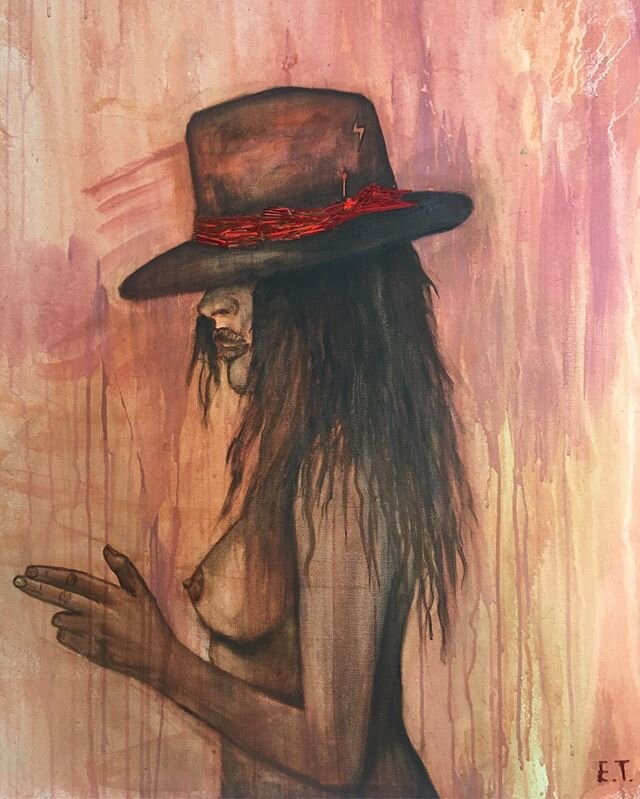 &ldquo;This Ain&rsquo;t My First Rodeo&rdquo; (30x40 inches) {Oil and embroidery on canvas} [FOR SALE] PM for pricing or purchase