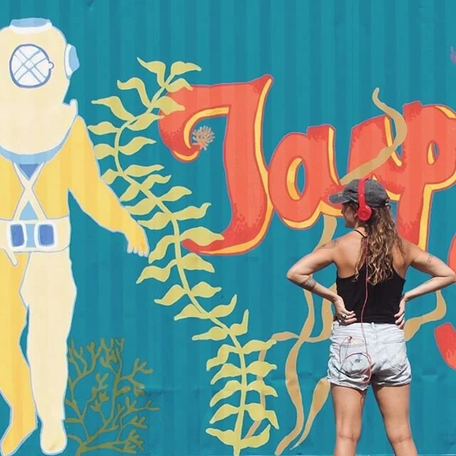 🤯 I just finished my first 40ft mural! ⁣
⁣
A huge shout out to @salvage_bank for giving me the opportunity and artistic freedom to creat this gigantic vintage postcard! ⁣
⁣
Forever grateful for @spudz530 for helping with this big project the whole w