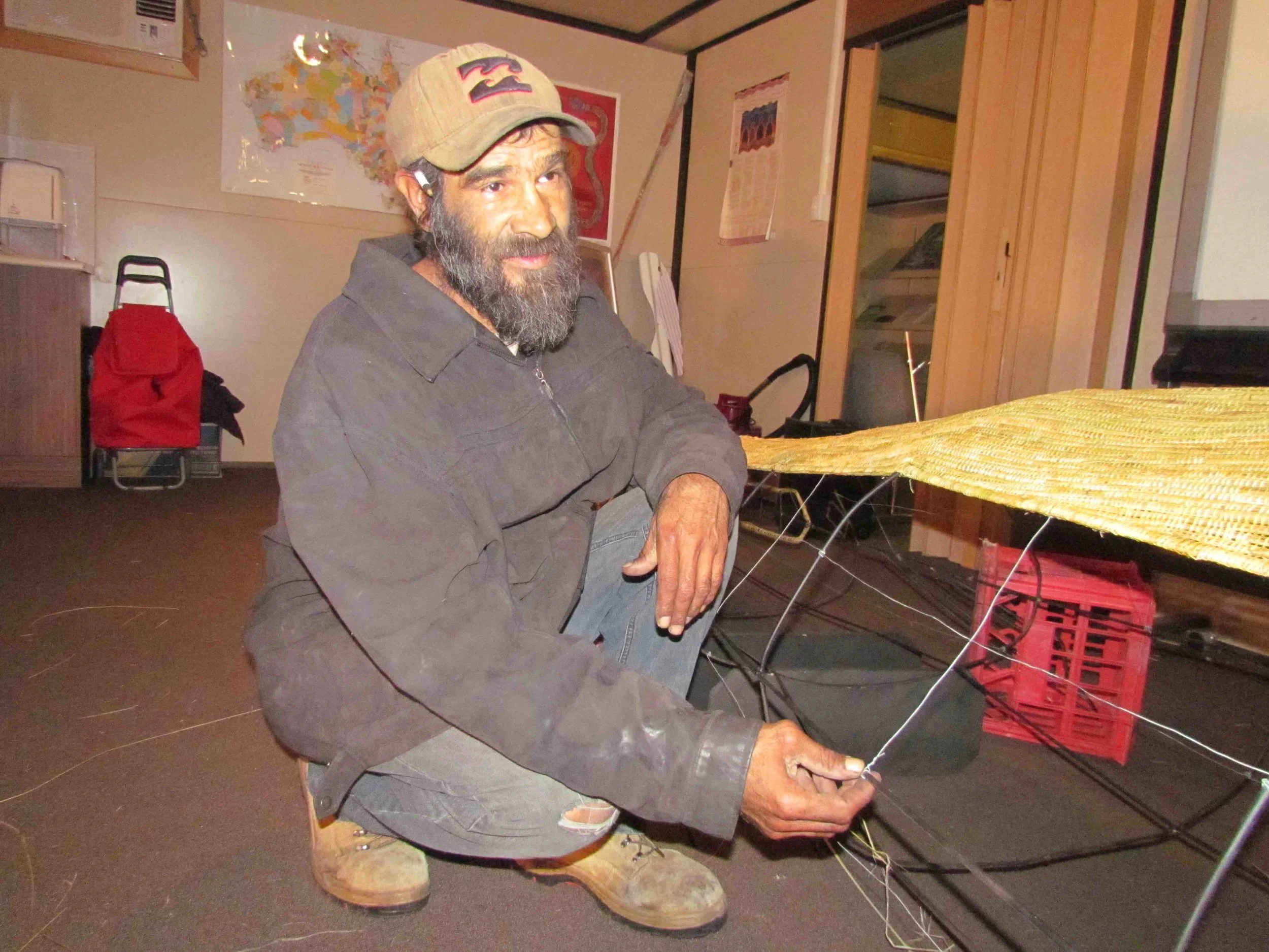 Ellen Trevorrow's son, Bruce, build the metal frame of Kondoli. Photo courtesy of the artist.