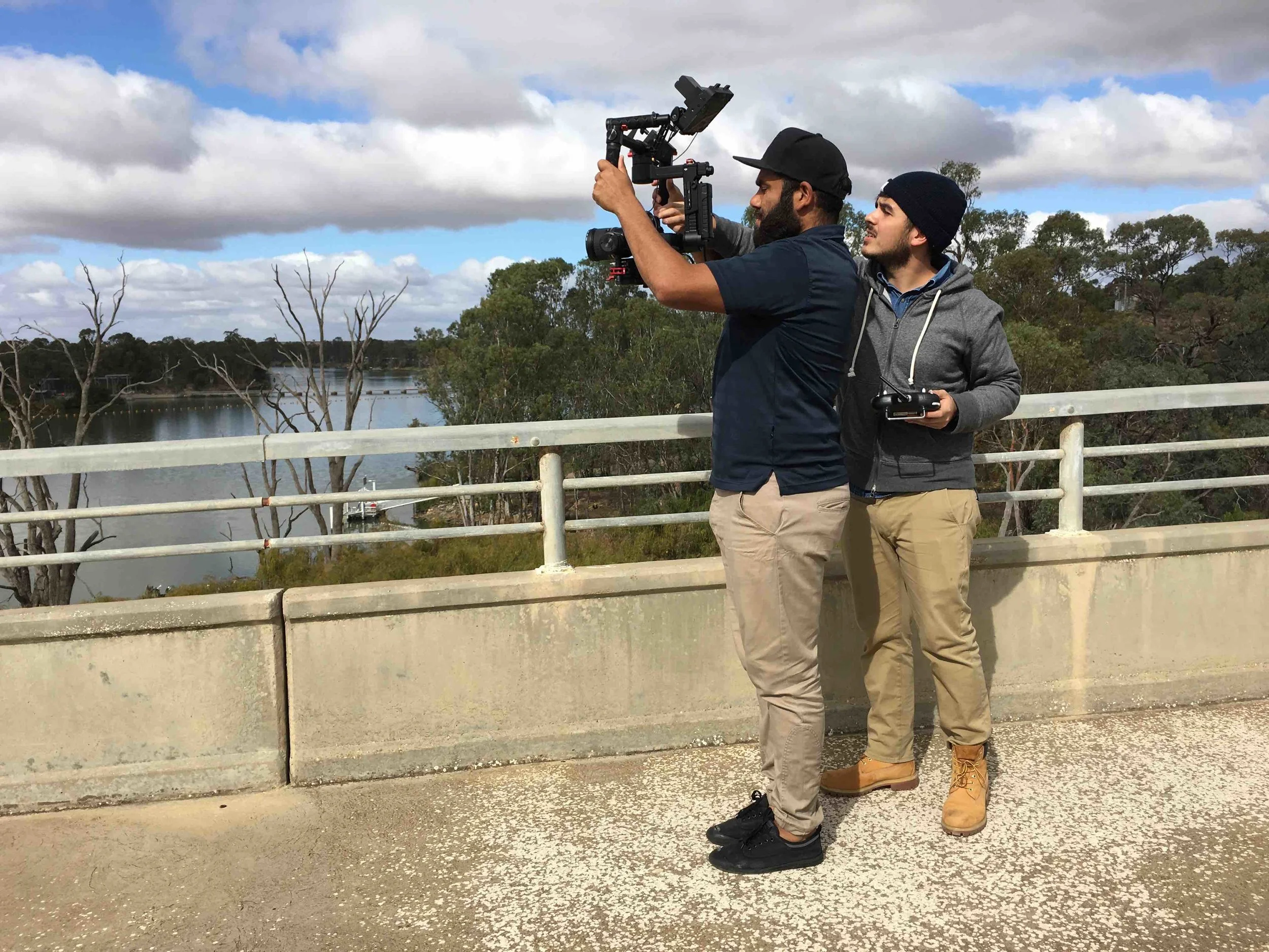 Owen Love Jnr uses a gimbal rig at Blanchetown. Photo Jen Lyons-Reid 2016