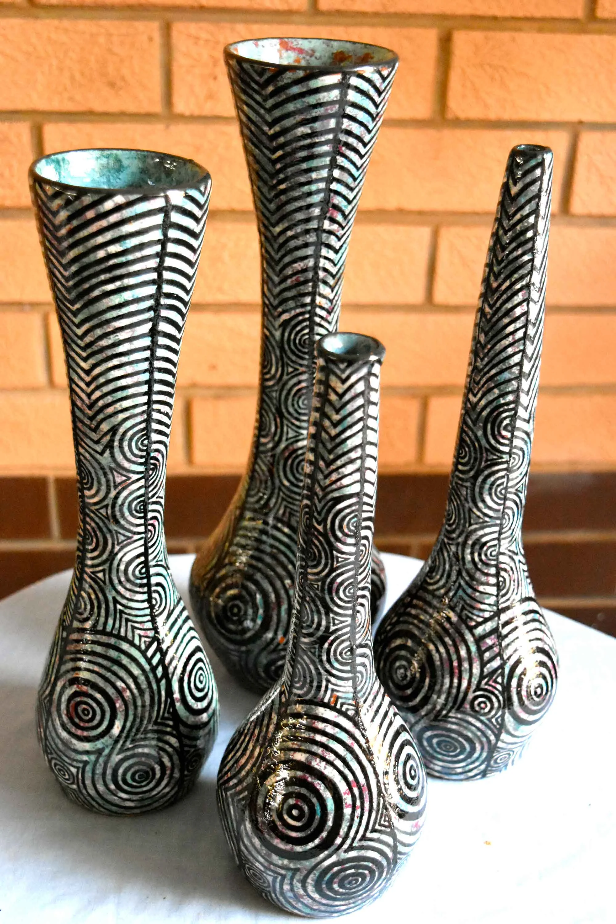 Water Vessels , Lyn Lovegrove Niemz, 2017, first prize, wheel thrown pottery, hand design and glazed. Photo courtesy of the artist