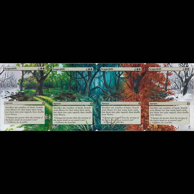 Scapeshift full panorama
#mtg #mtgalters #magicalters #magicthegathering #scapeshift #seasons #fall #winter #spring #fourseasons #painting #alternateart #alteredcards