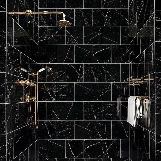 Bathroom Luxury with Gold accessories and Nero Marquina Marble. 📸 @wtrwrks .
.
.
.
#luxury #luxurylifestyle #design #bathroomdesign #designer #luxe #surfacetilessydney #nero #neromarquina #gold #goldaccessories #goldtaps #interiordesign #blackandgol