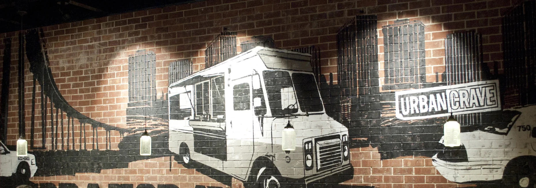 Adobe Illustrator Stencil Art Painted on Brick at URBAN CRAVE San Diego International Airport