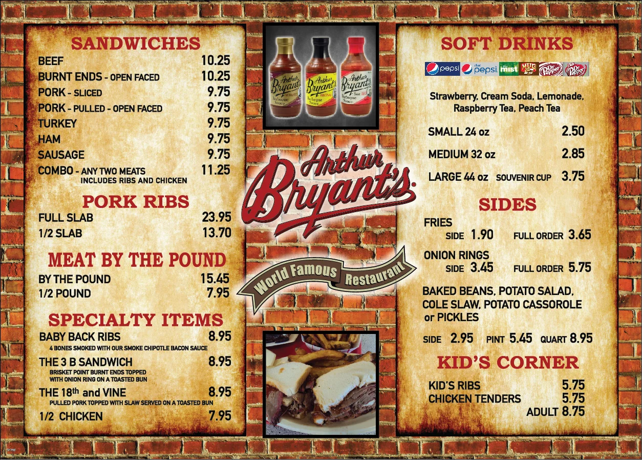 Adobe Illustrator & Adobe Photoshop Concept to End Product Arthur Bryant’s Exterior Menu The Legends KC Location