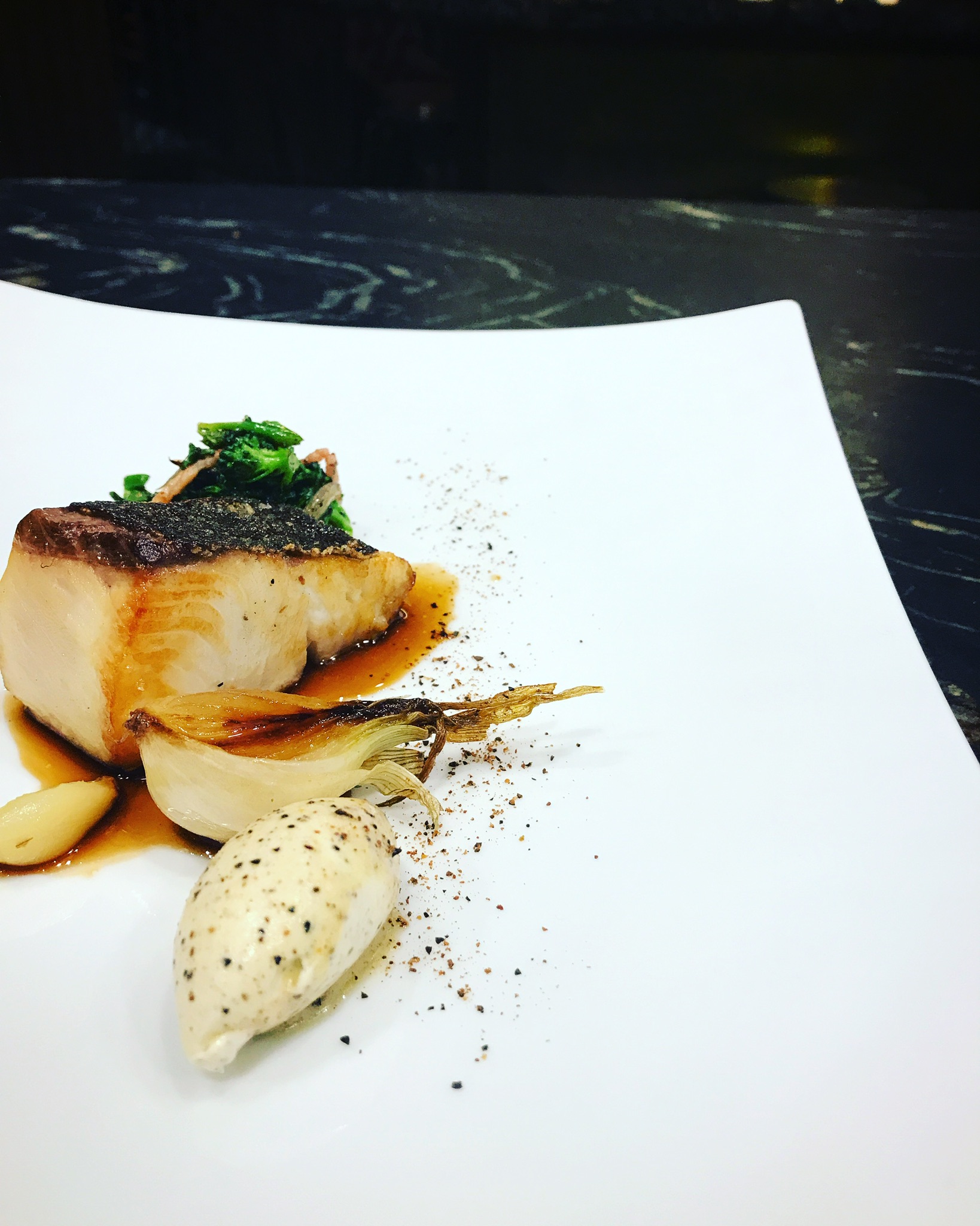 South Australian Kingfish with smoked butter and wattleseed