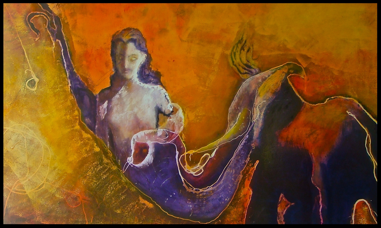 Title: 'The Elephant And The Mermaid' 2010 Medium: Oil paint on canvas Size: 251 x 155 cm Location: Bruce Sherratt Gallery, Bali