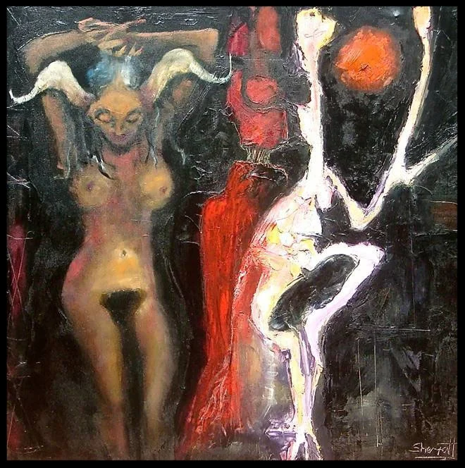 'Anima Screaming Through the Mirrors of the Ego', 2008 Medium: Oil on canvas Size: 100 x 100 cm Location: Bruce Sherratt Gallery, Bali