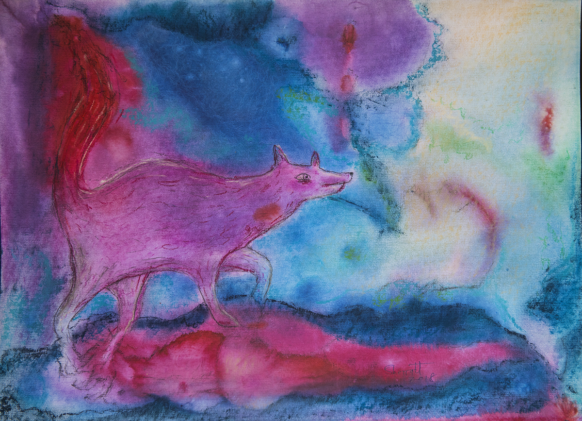 Title: 'Rape of Lucretia by the Wolf King’s Son', 2018 Medium: Ink, pigment, and pastels on paper Size: 55 x 39 cm Location: Bruce Sherratt Gallery, Bali