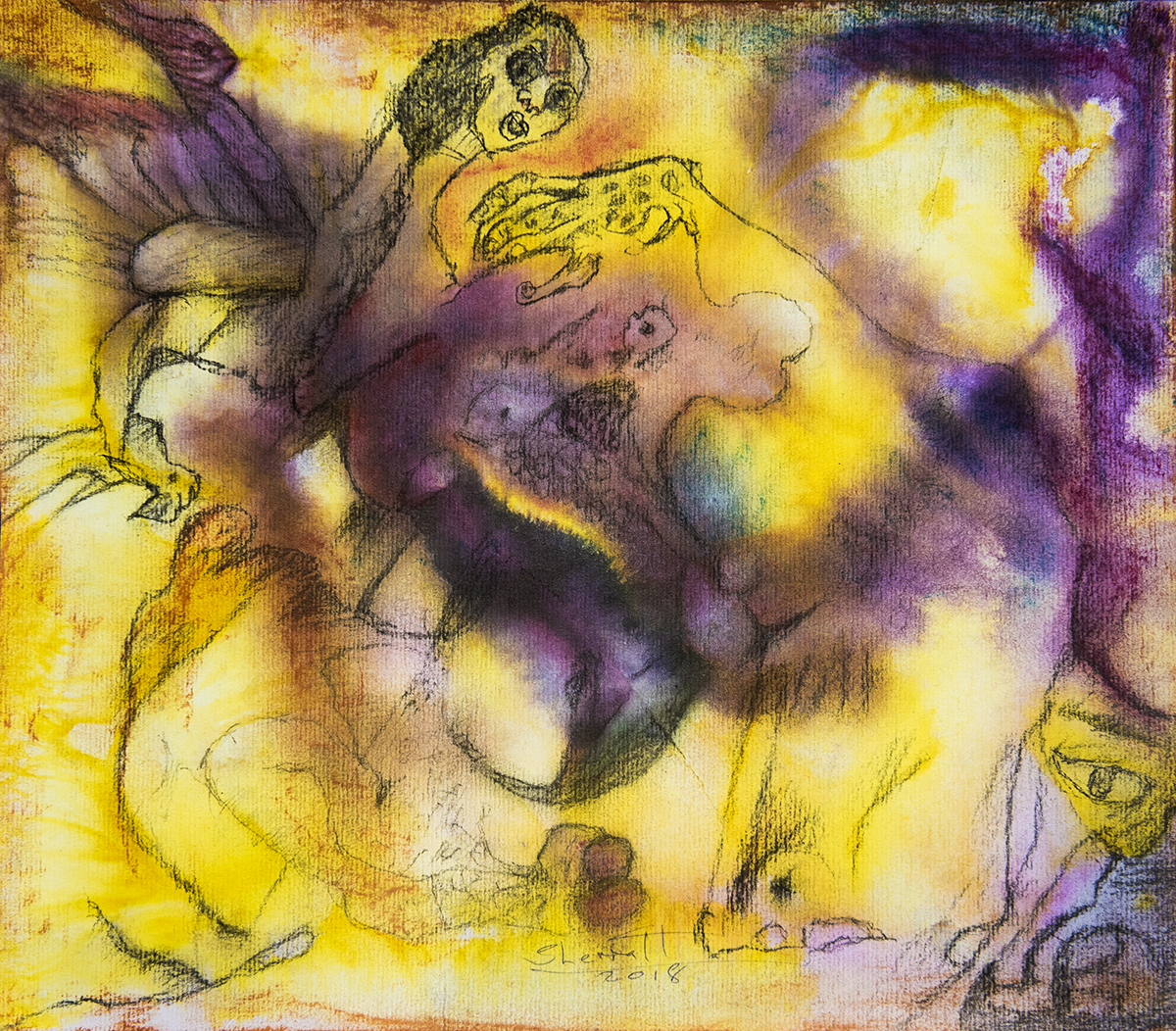 Title: 'A Limited Paradigm', 2018 Medium: Charcoal pencil, pigment, and pastels on paper Size: 35 x 40 cm Location: Bruce Sherratt Gallery, Bali