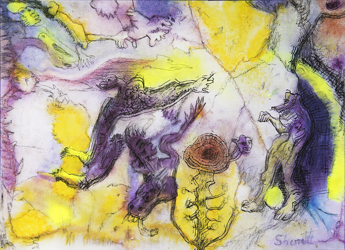 Title: 'Disavowed Negation’, 2018 Medium: Ink, pigment, and pastels on paper Size: 54 x 39.5 cm Location: Bruce Sherratt Gallery, Bali