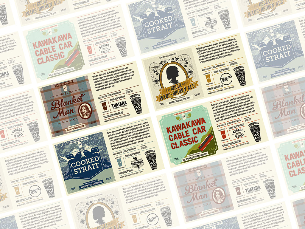 The design of the labels captured the home made and hand made nature of the beers, as well as the Wellington ingredients and themes used in each beer. This design approach was used throughout the campaign, including posters and promotion of the even