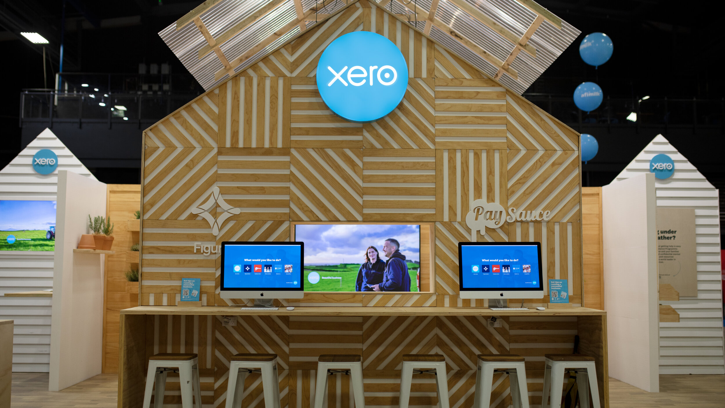 This year’s idea for the Xero Fieldays stand was a deconstructed tool shed. With a reduced footprint this year, compared to previous, we had to be more efficient with the space yet still provide a space for education, presentations and demonstration