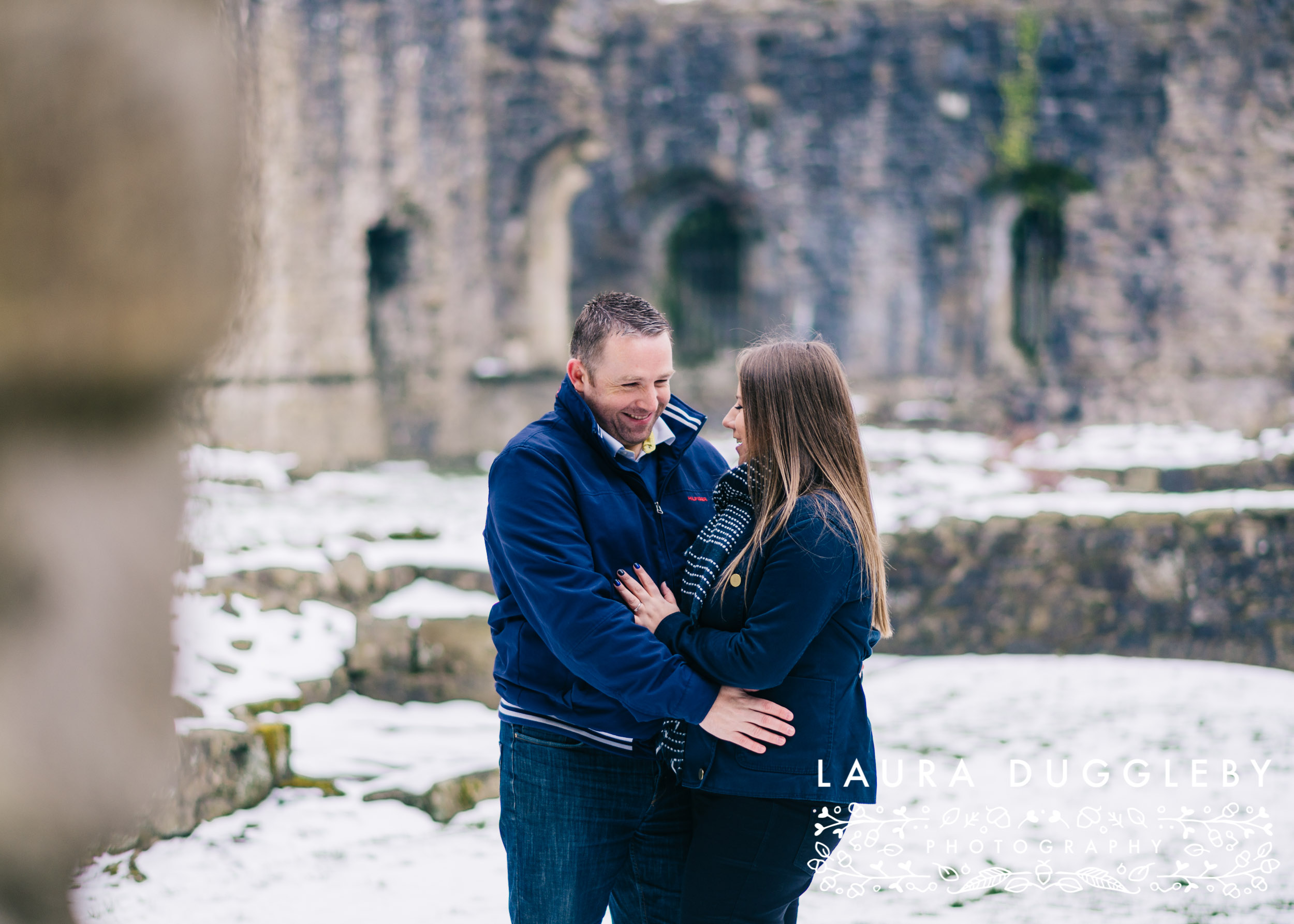 whalley abbey snowy engagement shoot in lancashire