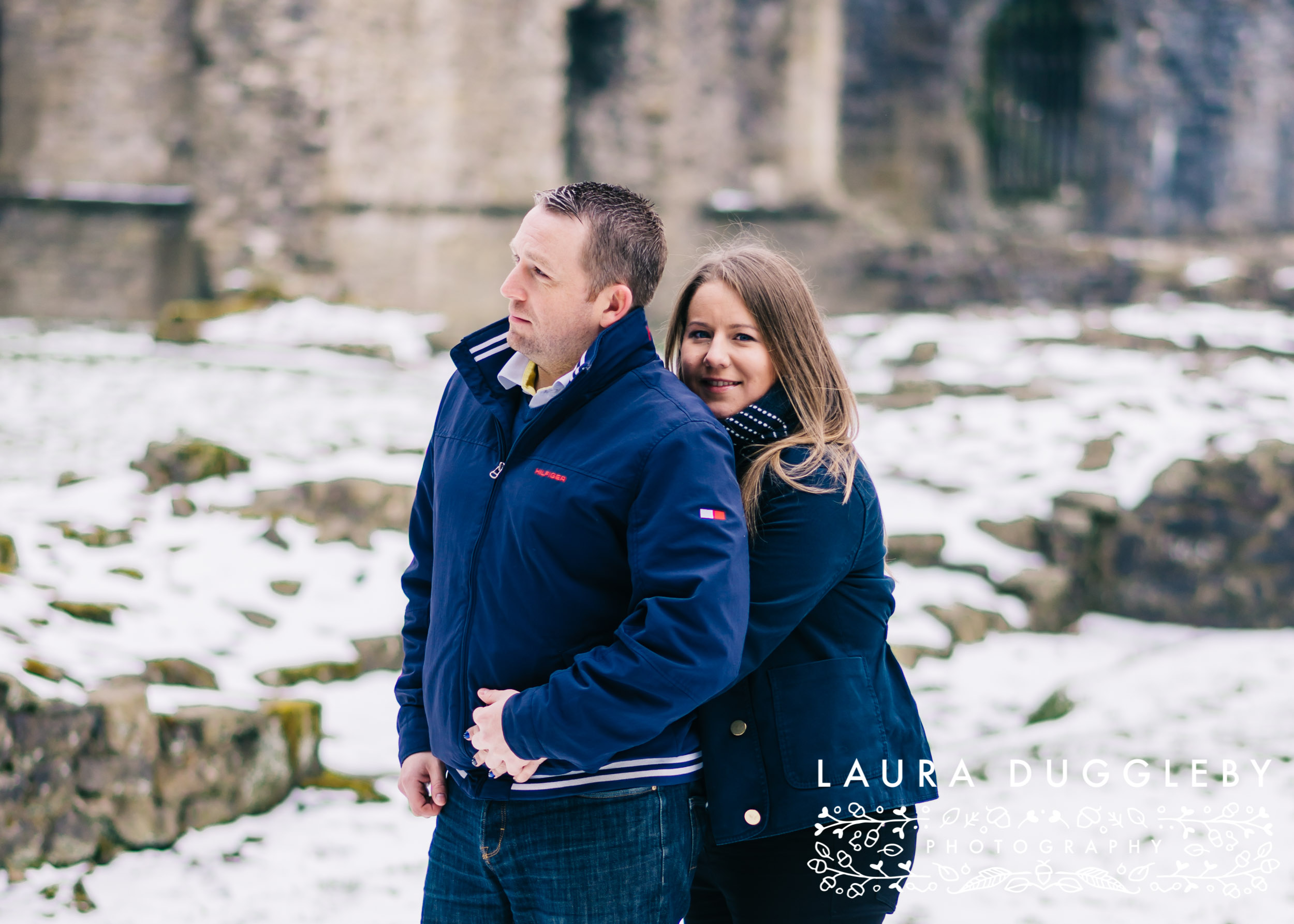 whalley abbey engagement shoot in the snow