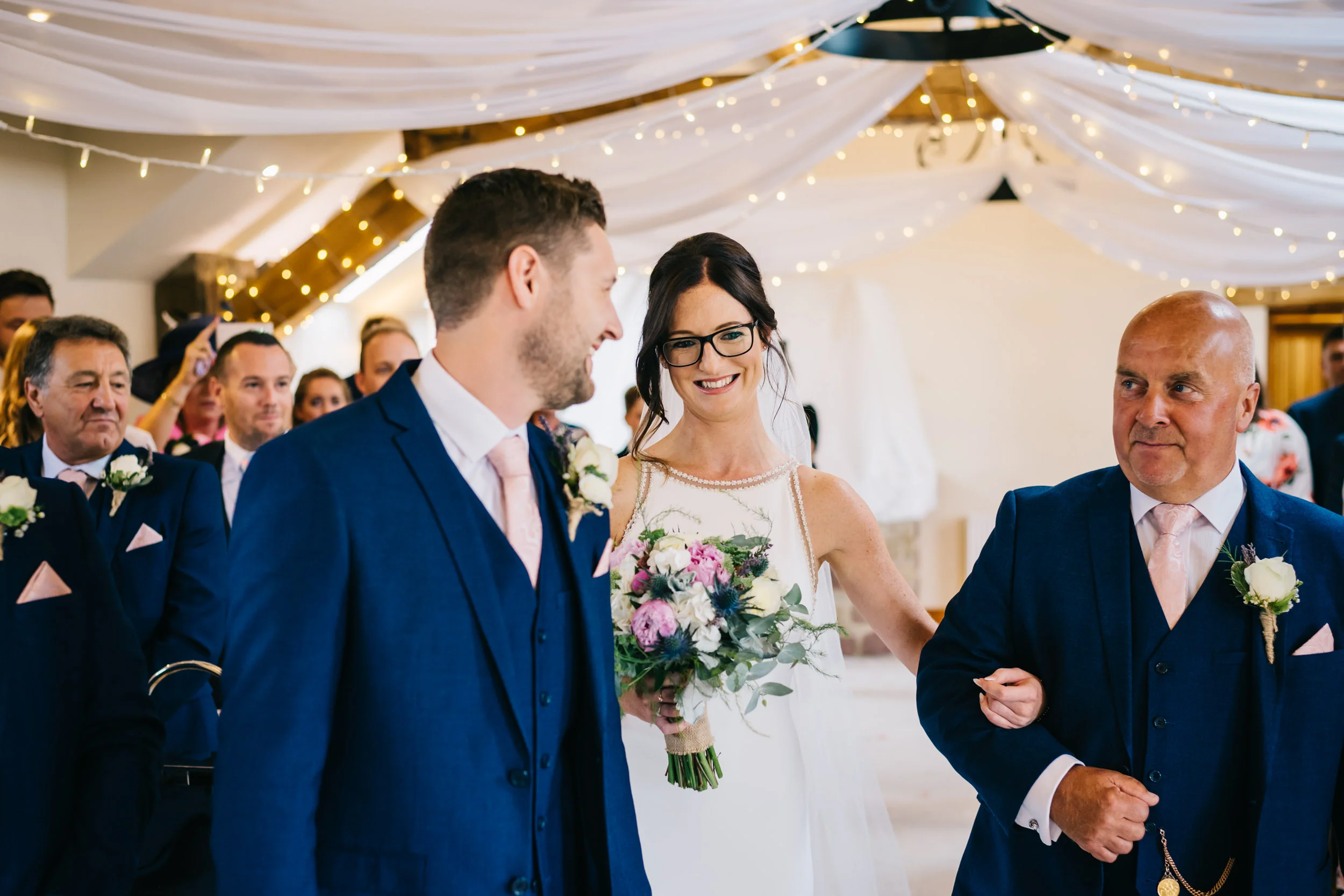 Bride Walking Down The Aisle At Beeston Manor