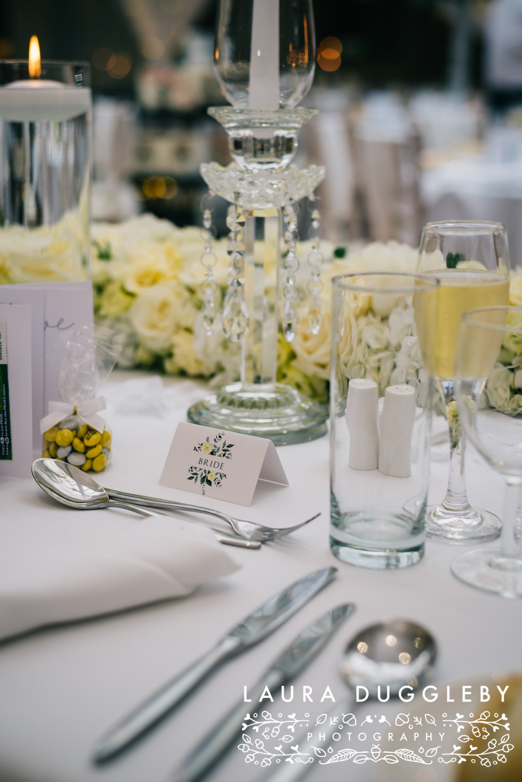 lemon themed wedding table at stirk house lancashire