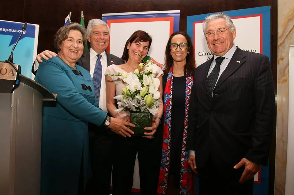 Mariana Abrantes (left) , elected Director of the ALC of Lisbon (and Treasurer of the SMF) with former US Amb. Robert A. Sherman (standing next to Mariana).