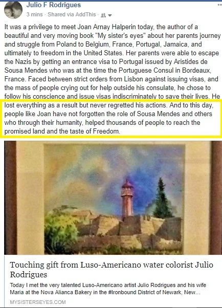 Touching gift from Luso-Americano water colorist Julio Rodrigues
