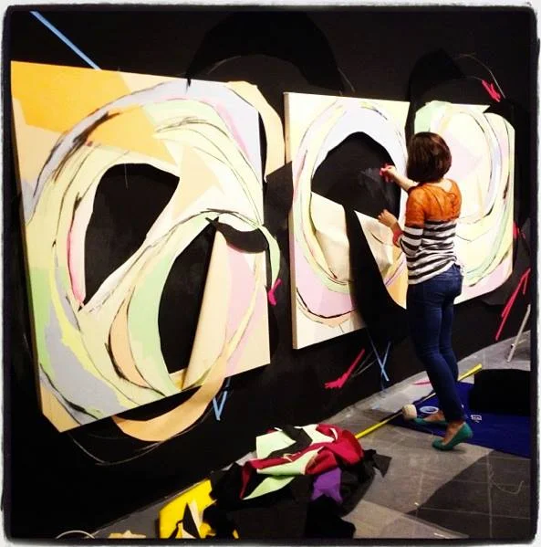 Installing my piece ‘Make Believe it’s Hyperreal’ for my MFA thesis exhibition, 2014.