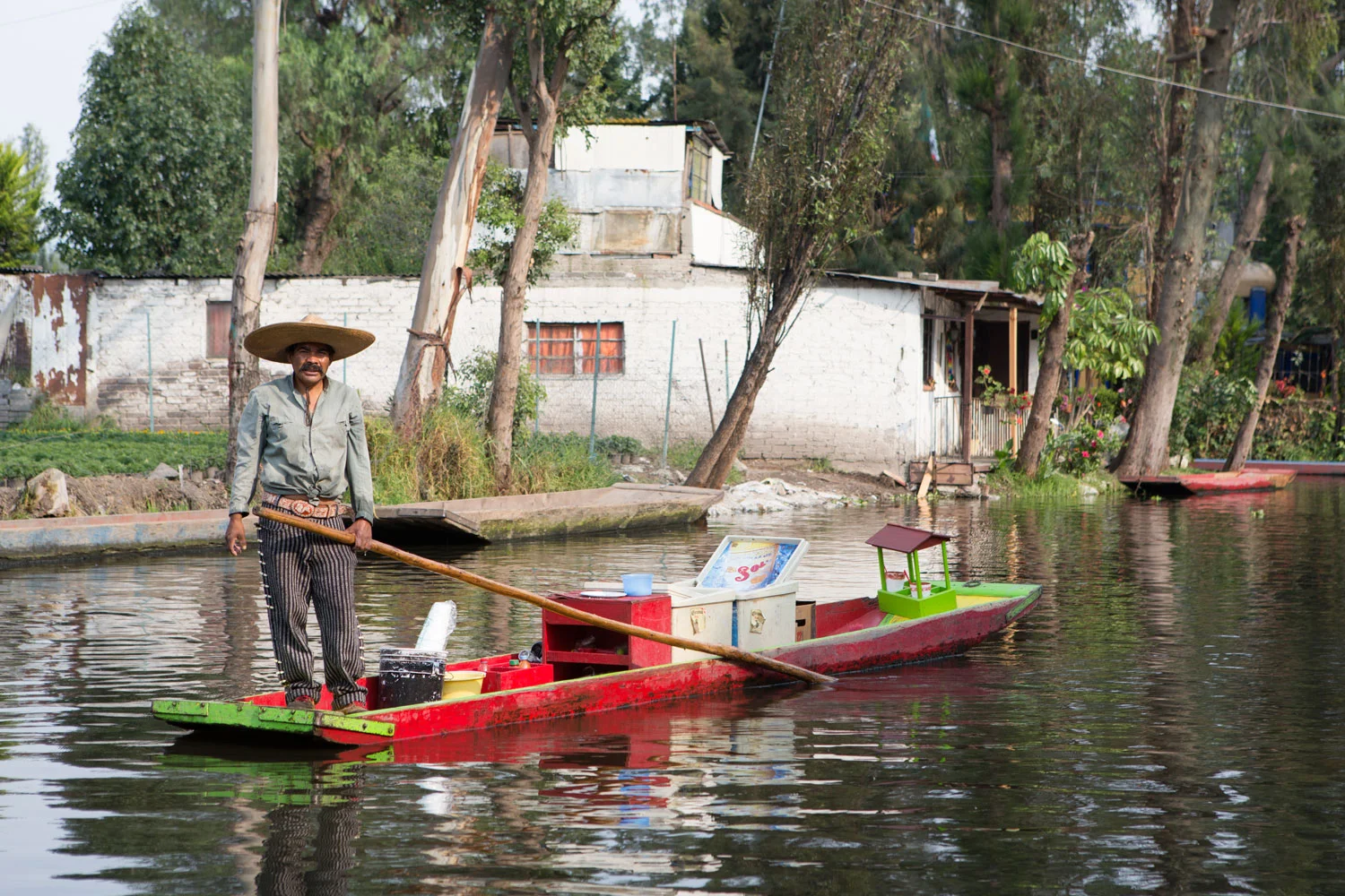 Boatman on a Mexico City canal