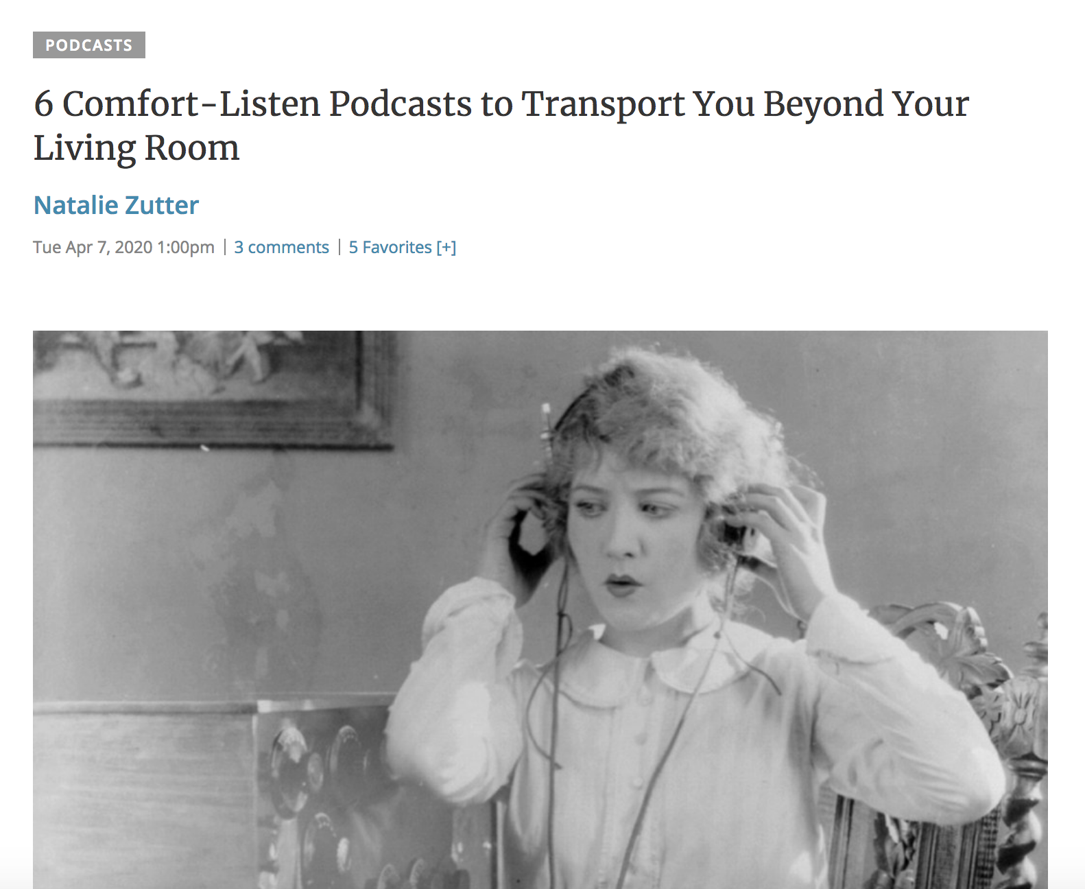 "6 Comfort-Listen Podcasts" and Amelia is one