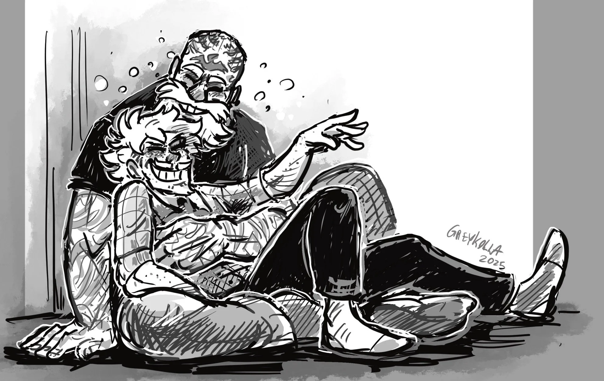 Drunk Interviewer and Kozlowski by greykolla