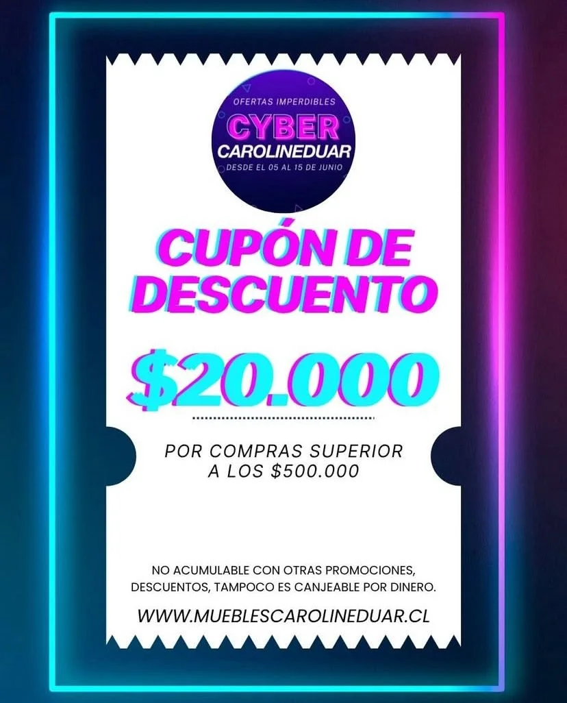 ¡Cyberday no termina aún! Muebles Carolineduar lanzó cupón especial de descuento hasta el 15 de junio