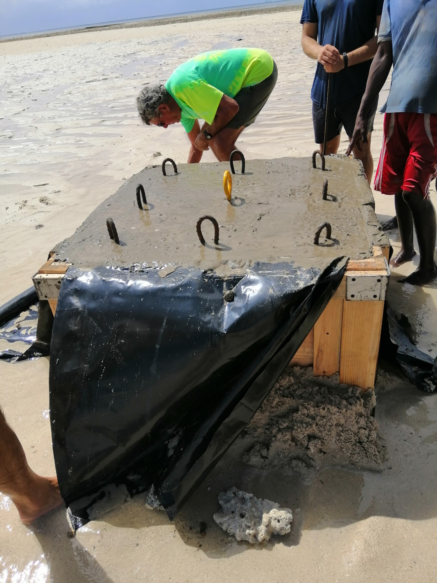 One of the cement buoys put in place.